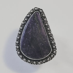 Huge Size 7 Charoite  Sterling Silver Ring New Vintage Wholesale