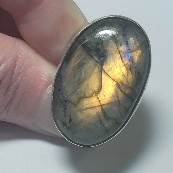 Size 4 Huge Labradorite Sterling Silver Ring New Vintage Wholesale