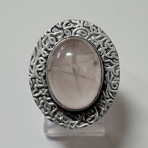 Size 6 Large Rose Quartz and Sterling Silver Ring New Vintage Wholesale