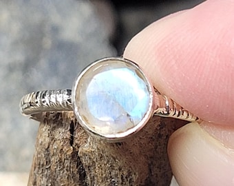 Rainbow Moonstone Sterling Silver Ring