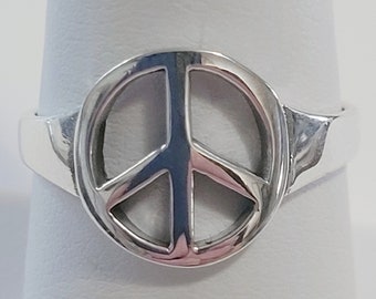 Sale Sterling Silver Peace Sign Classic Ring New Vintage Wholesale