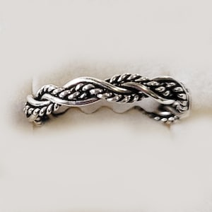 Thin Sterling Silver Woven Band Ring New Vintage Wholesale Thumb Men&#39;s Wedding