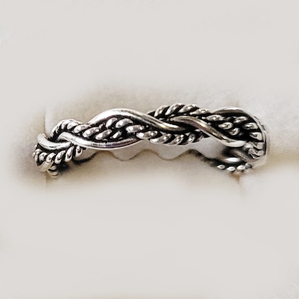 Sterling Silver Woven Band Ring New Vintage Wholesale Thumb Men's Wedding