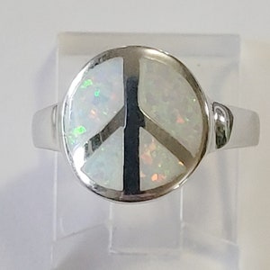 Sterling Silver and Opal Peace Sign Ring New Vintage Wholesale