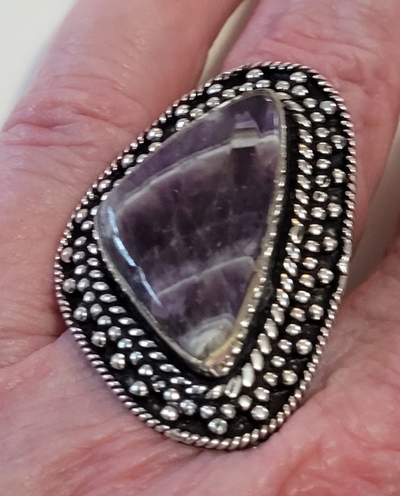 Size 6 1/2 Huge Amethyst Sterling Silver Ring New… - image 4