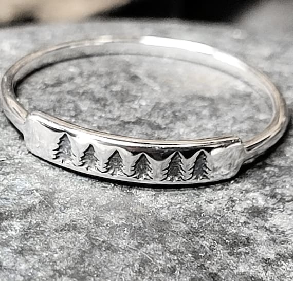 Thin Forest Sterling Silver Stacking Ring  New Vi… - image 2
