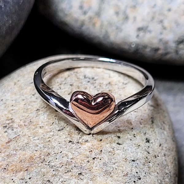 Sterling Silver and Rose Gold Plated Heart ring