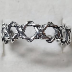 Star of David Sterling Silver Woven Band Ring New Vintage Wholesale Thumb