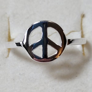 Delicate Classic Sterling Silver Peace Sign Ring