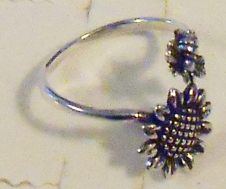 Size 8 Bumble Bee Sunflower Sterling Silver Ring Size New Vintage Wholesale Honey