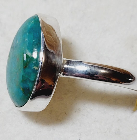 Size 7 Large Chrysocolla Sterling Silver Ring New… - image 3