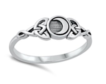 Celtic Moon Sterling Silver Ring New Vintage Wholesale Celtic Knot Triquetra