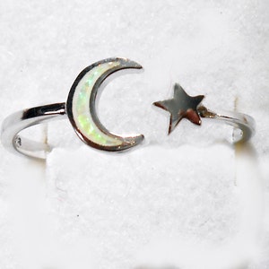 Sale Celestial Moon & Stars Sterling Silver Ring Size New Vintage Wholesale Goddess Wiccan