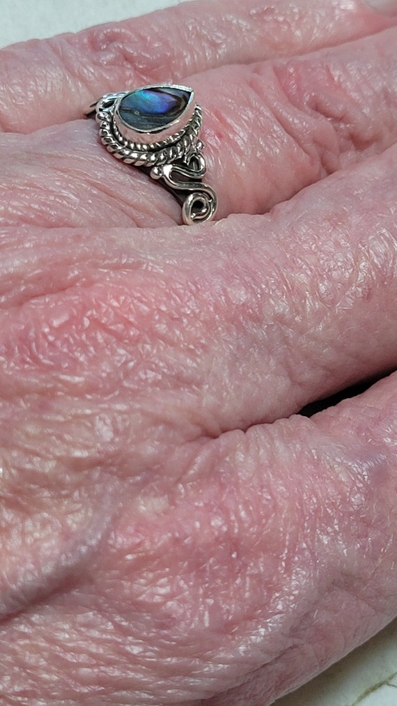 Abalone Shell Sterling Silver Ring New Vintage Wh… - image 3