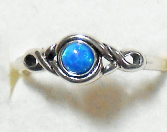 Toe Ring Adjustable Blue Opal Sterling Silver New Vintage Wholesale