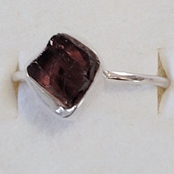 Size 7 Raw Rough Garnet Sterling Silver Ring  New Vintage Wholesale