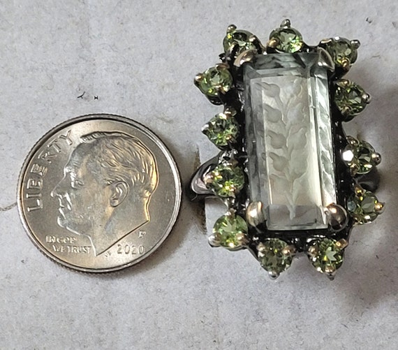 Size 8 Hand Carved Green Amethyst and Peridot Bla… - image 4