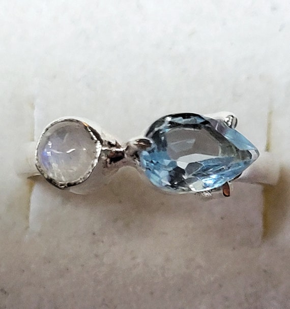 Blue Topaz and Rainbow Moonstone Sterling Silver … - image 2