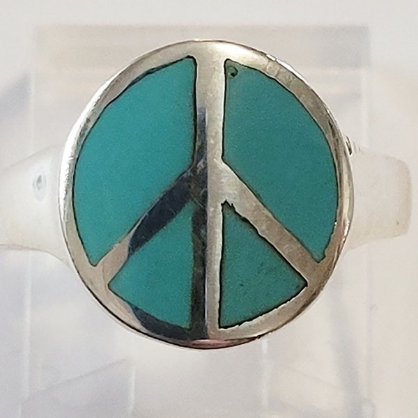 Sterling Silver and Turquoise Peace Sign Ring New Vintage Wholesale