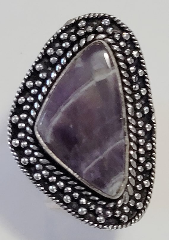 Size 6 1/2 Huge Amethyst Sterling Silver Ring New… - image 2