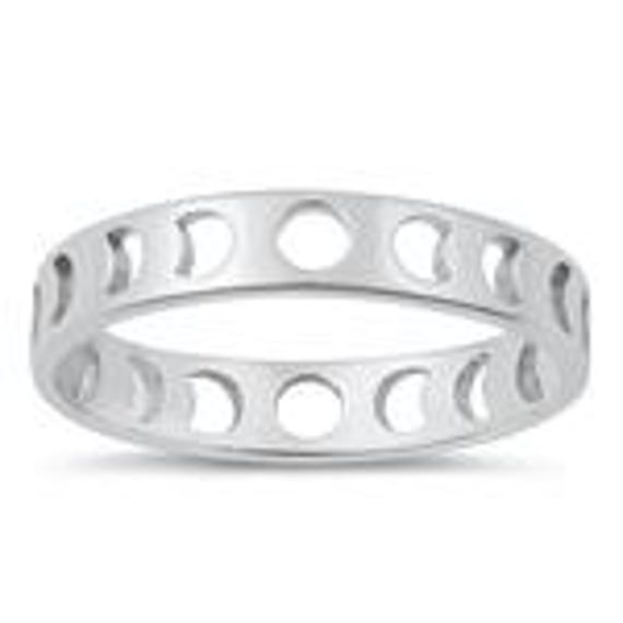 Celestial Moon Phase Sterling Silver Ring Size Ne… - image 2