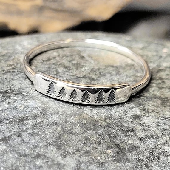 Thin Forest Sterling Silver Stacking Ring  New Vi… - image 1