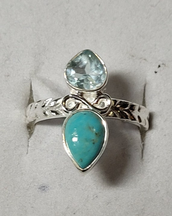 Sleeping Beauty Turquoise and Blue Topaz Sterling 