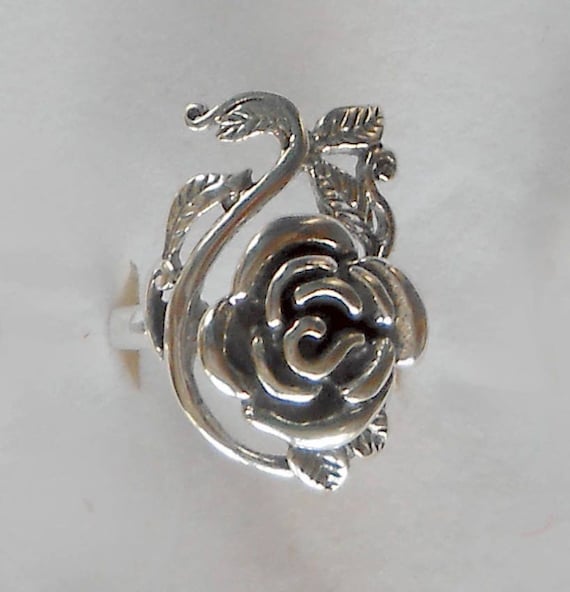 Huge Victorian Sterling Silver Rose Ring  New Vin… - image 2