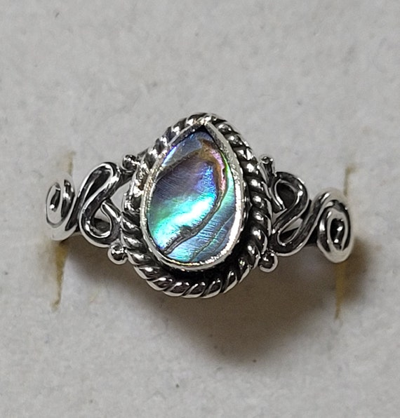 Abalone Shell Sterling Silver Ring New Vintage Wh… - image 1