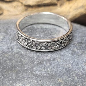 Floral Sterling Silver Band Ring New Vintage Wholesale Wild Rose Pansy Flower