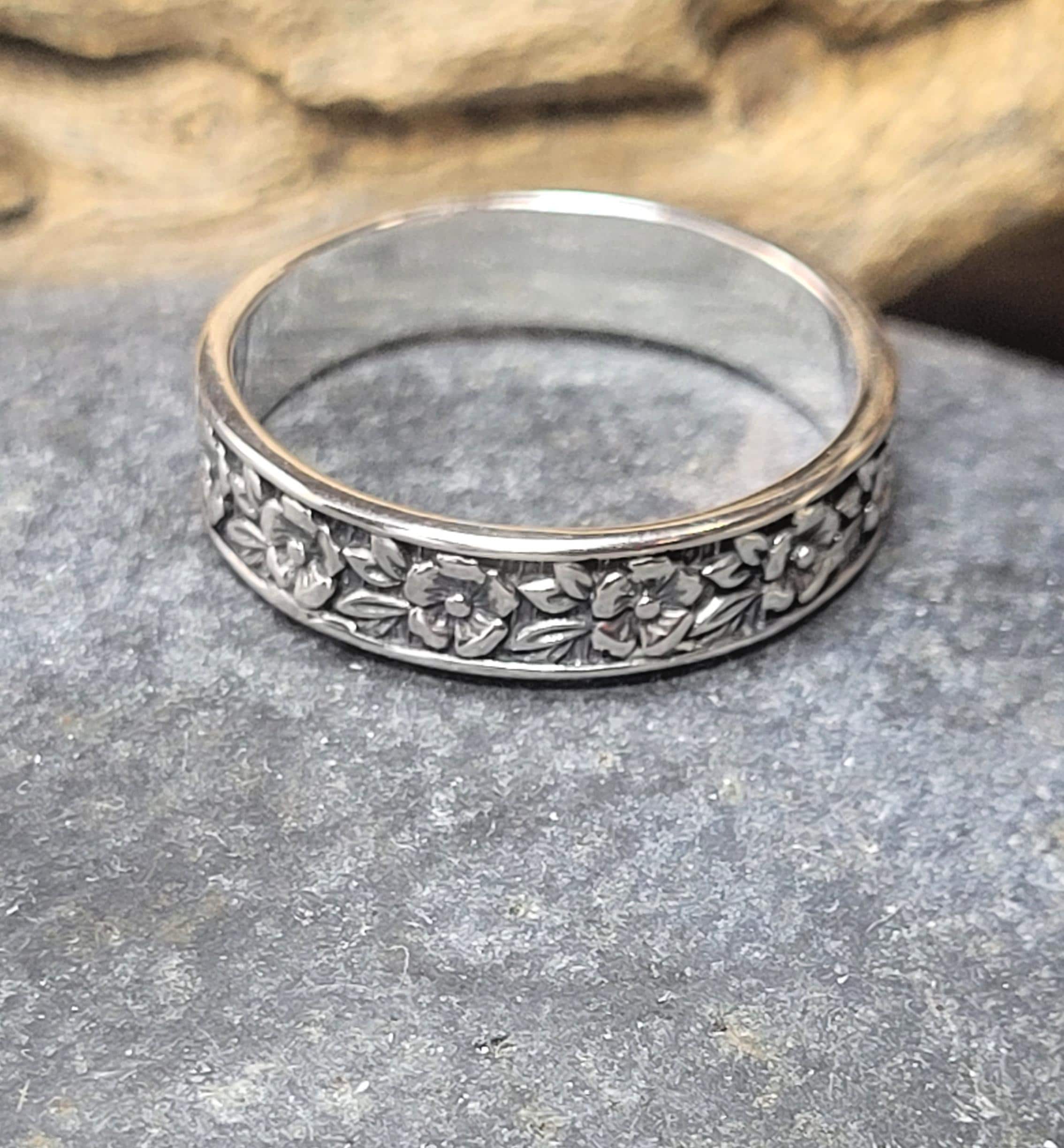 Floral Sterling Silver Band Ring New Vintage Wholesale Wild Rose Pansy Flower