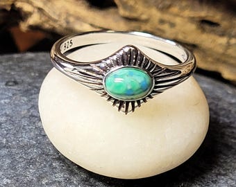 Art Deco Genuine Turquoise Sterling Silver Ring New Vintage Wholesale