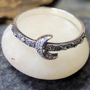 Crescent Moon & Stars Sterling Silver Ring Size New Vintage Wholesale