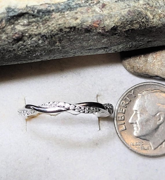 Sterling Silver Stacking  Ring  Cubic Zirconia - image 3