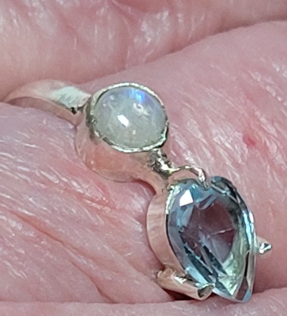 Blue Topaz and Rainbow Moonstone Sterling Silver … - image 5