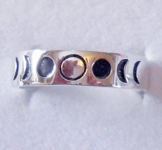 Celestial Moon Phase Sterling Silver Ring Size Ne… - image 5