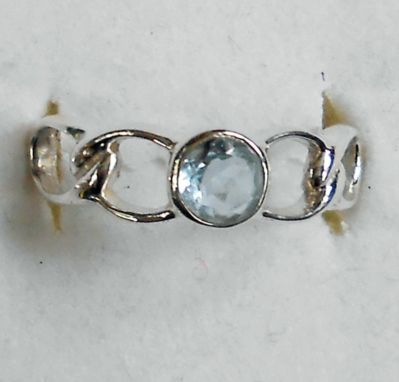 Size 8 Blue Topaz Sterling Silver Ring New Vintage Wholesale Celtic Knot