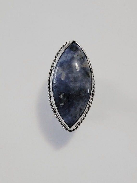 Huge Size 7 Sodalite Sterling Silver Ring