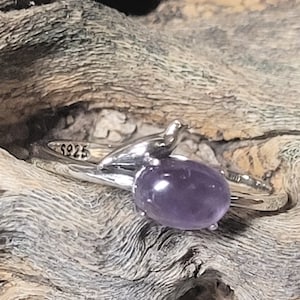 Sterling Silver and Amethyst Bird Ring Swallow Crow Sparrow Robin New Vintage Stock