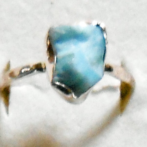 Size 9 Sky Blue Larimar Sterling Silver Ring  New Vintage Wholesale Rough