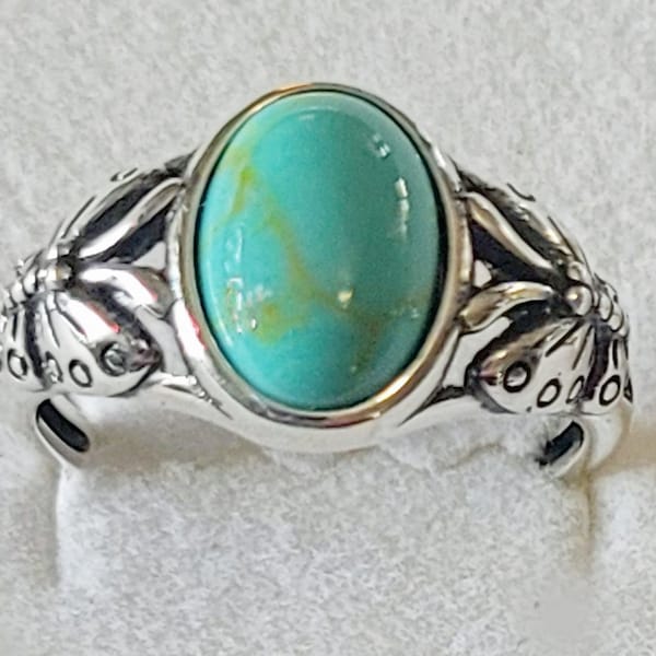 Butterfly Genuine Turquoise Sterling Silver Ring New Vintage Wholesale Calming