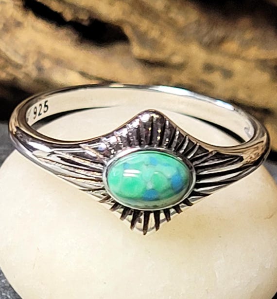 アクセサリー Turquoise Inly Silver925 Vintagering Art Deco Genuine Turquoise Sterling Silver Ring New Vintage