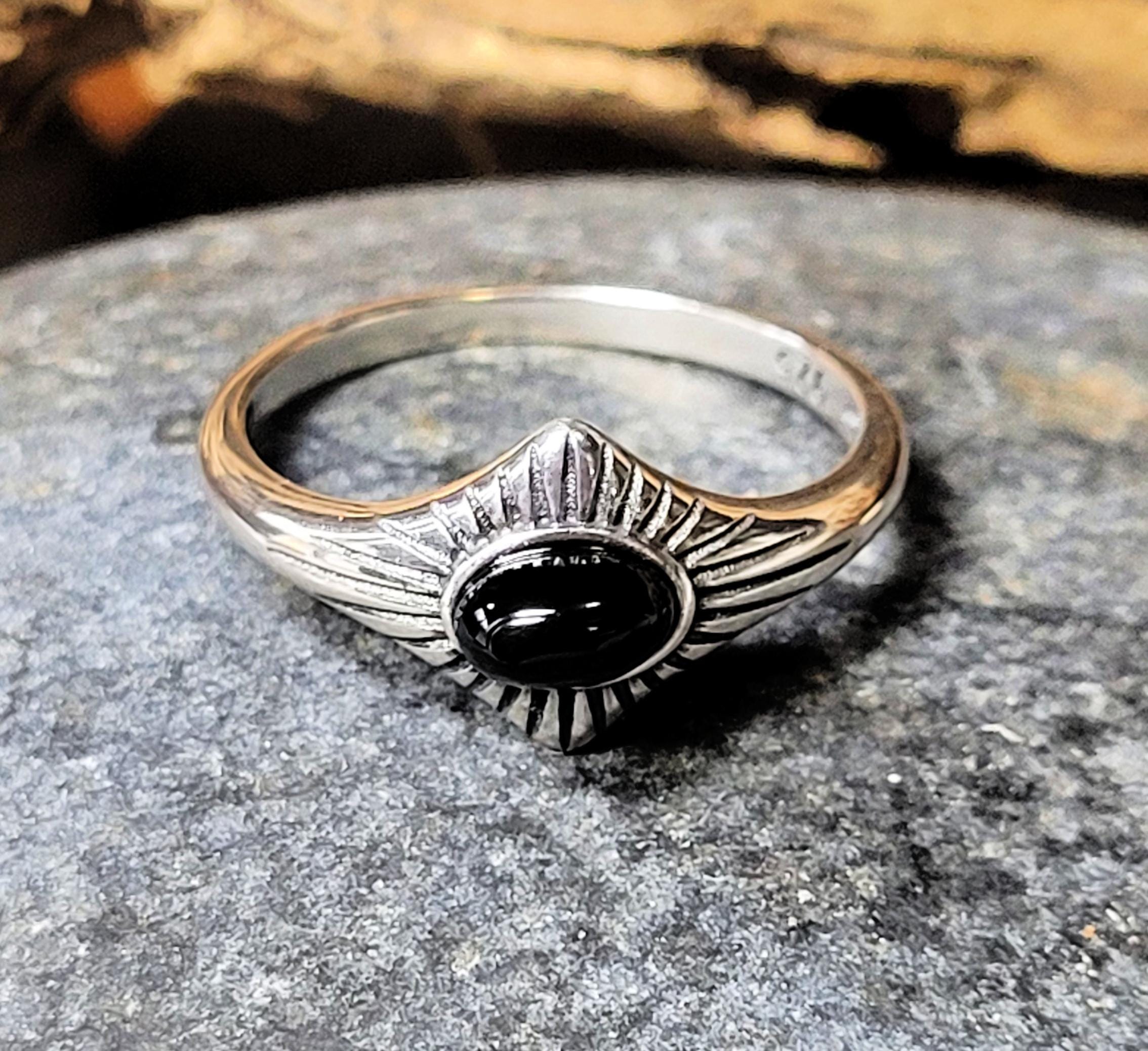 Black Onyx Ring, 925 Sterling Silver Ring, Handmade Ring