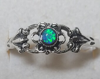 Delicate Blue Opal Sterling Silver Ring New Vintage Wholesale