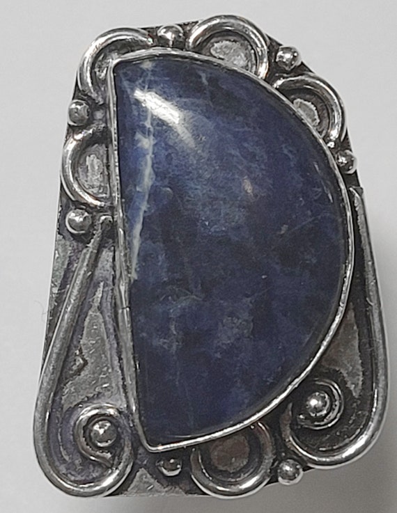 Huge Size 10 Sodalite and Sterling Silver Ring Si… - image 2