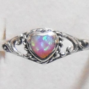 Pink Opal Filigree Heart Sterling Silver Ring New Vintage Wholesale