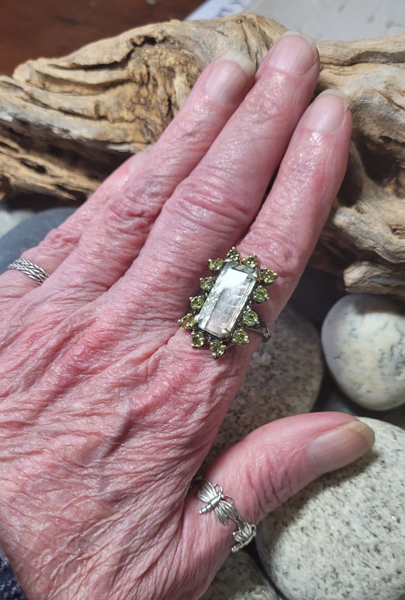 Size 8 Hand Carved Green Amethyst and Peridot Bla… - image 5
