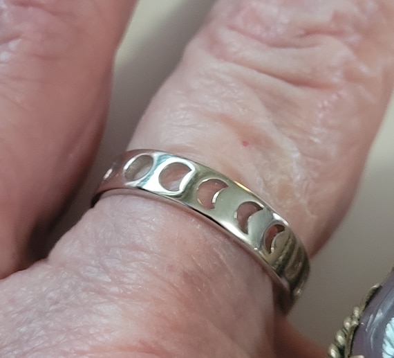 Celestial Moon Phase Sterling Silver Ring Size Ne… - image 3