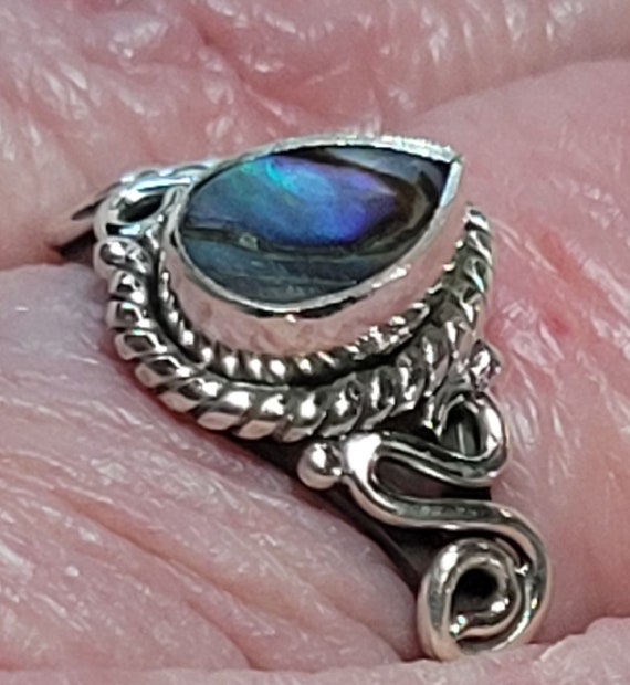 Abalone Shell Sterling Silver Ring New Vintage Wh… - image 4