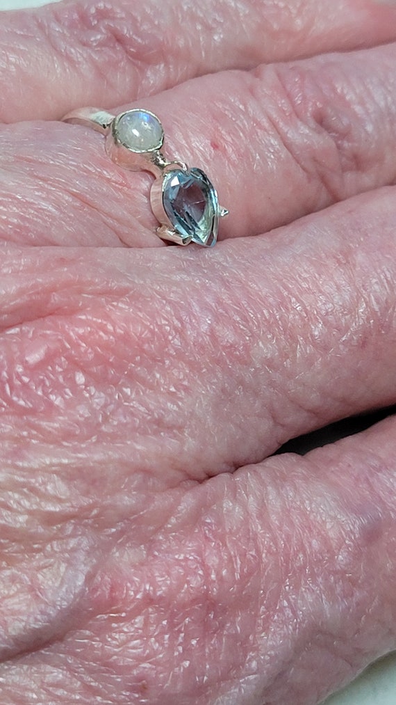 Blue Topaz and Rainbow Moonstone Sterling Silver … - image 4